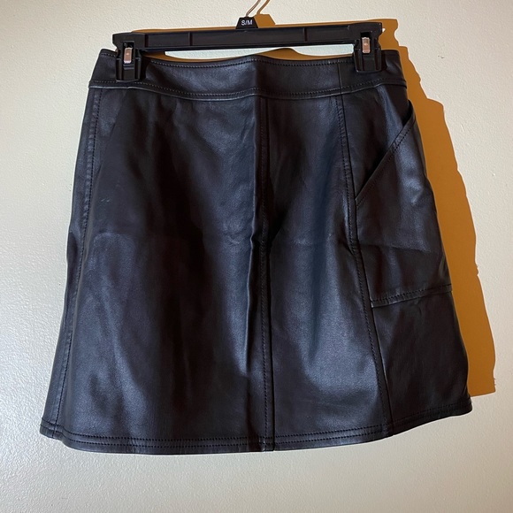 Express Black High Waisted Mini Leather Skirt - Picture 3 of 4